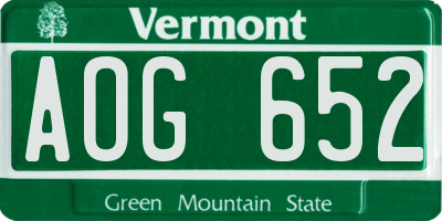 VT license plate AOG652