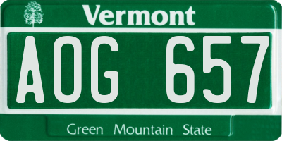 VT license plate AOG657