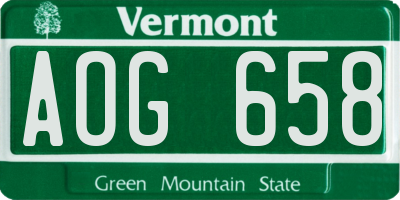 VT license plate AOG658
