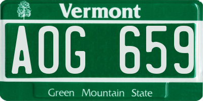 VT license plate AOG659