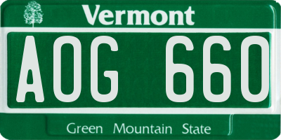 VT license plate AOG660