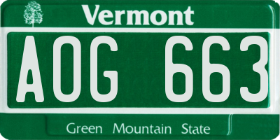 VT license plate AOG663