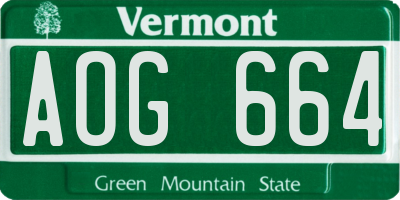 VT license plate AOG664