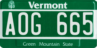 VT license plate AOG665
