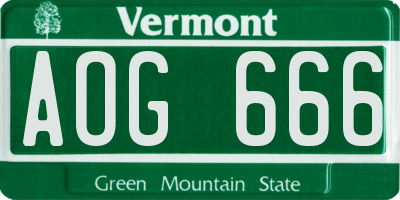 VT license plate AOG666