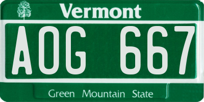 VT license plate AOG667
