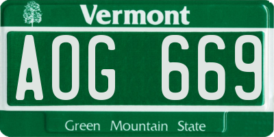 VT license plate AOG669