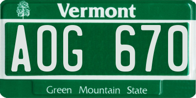 VT license plate AOG670