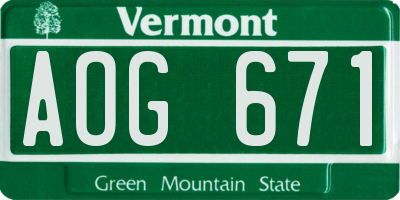 VT license plate AOG671