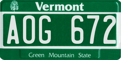 VT license plate AOG672