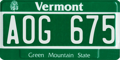 VT license plate AOG675
