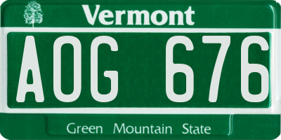 VT license plate AOG676