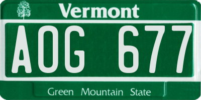 VT license plate AOG677