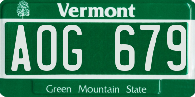 VT license plate AOG679