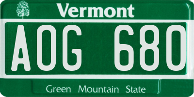 VT license plate AOG680