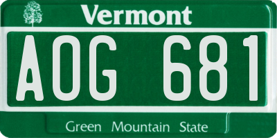 VT license plate AOG681