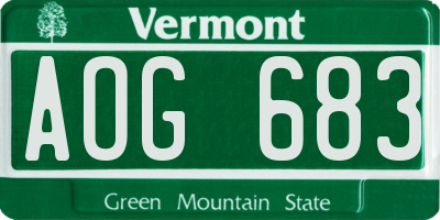 VT license plate AOG683