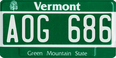 VT license plate AOG686