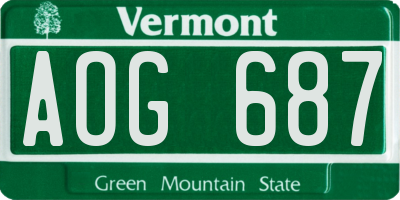 VT license plate AOG687