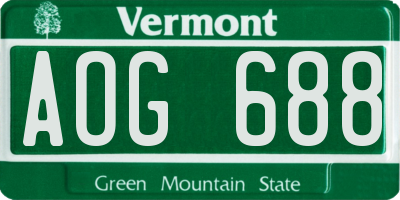 VT license plate AOG688