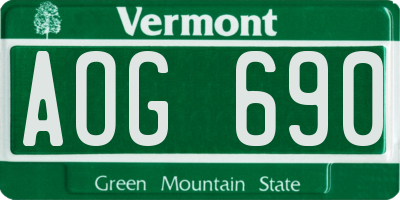 VT license plate AOG690