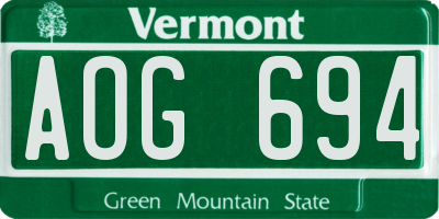 VT license plate AOG694