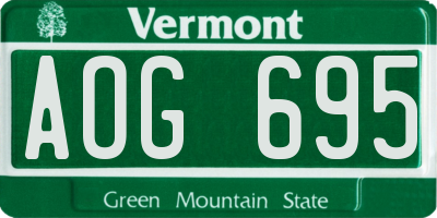 VT license plate AOG695