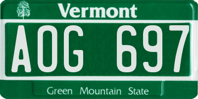 VT license plate AOG697