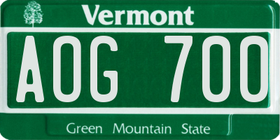 VT license plate AOG700