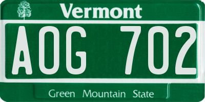 VT license plate AOG702