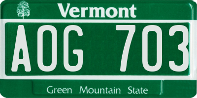 VT license plate AOG703