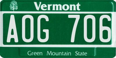 VT license plate AOG706