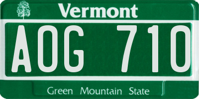 VT license plate AOG710