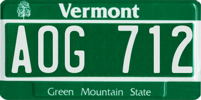 VT license plate AOG712