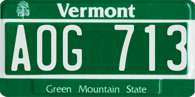 VT license plate AOG713