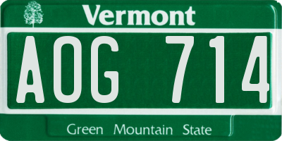 VT license plate AOG714