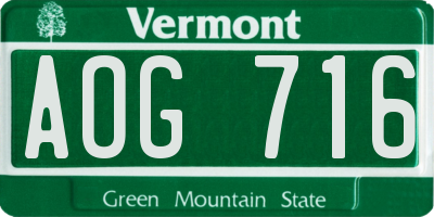 VT license plate AOG716