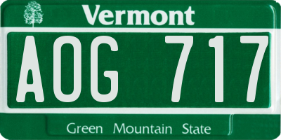 VT license plate AOG717