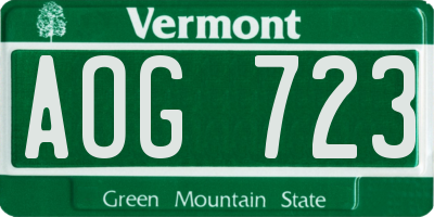 VT license plate AOG723