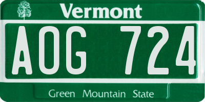 VT license plate AOG724