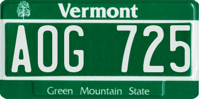 VT license plate AOG725