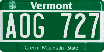 VT license plate AOG727