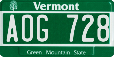 VT license plate AOG728