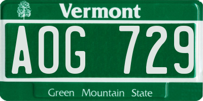 VT license plate AOG729