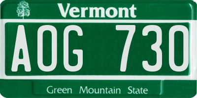 VT license plate AOG730