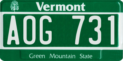 VT license plate AOG731