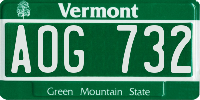 VT license plate AOG732