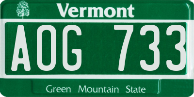 VT license plate AOG733