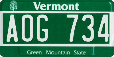 VT license plate AOG734