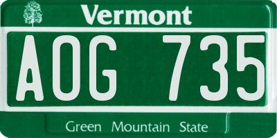 VT license plate AOG735